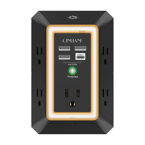 Wall Charger, Surge Protector, QINLIANF 5 Outlet Extender with 4 USB Ports