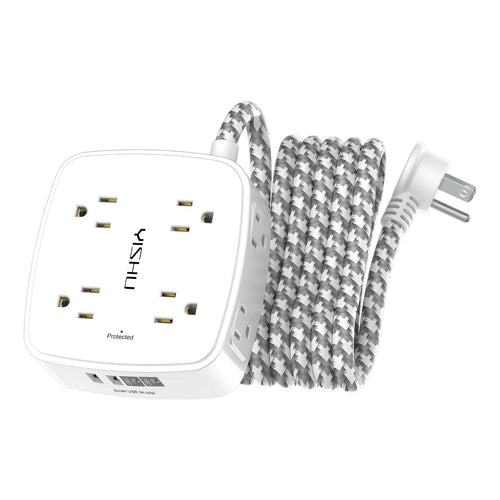 YISHU 6Ft Surge Protector Power Strip with 8 Widely Outlets & 4 USB Ports