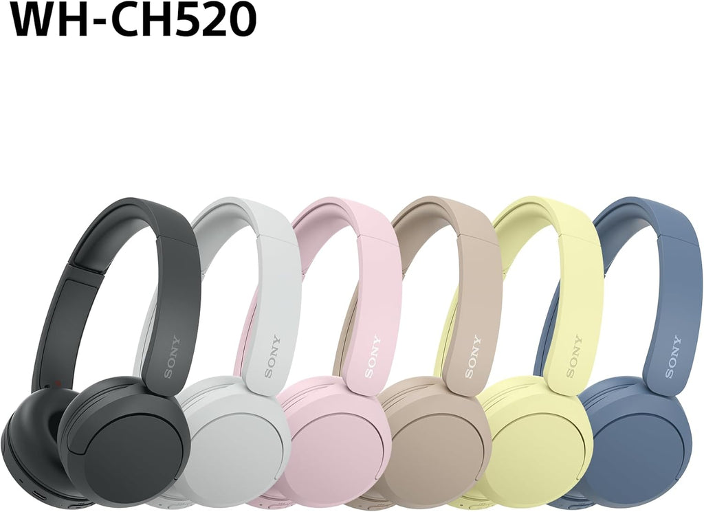 Sony WH-CH520 Wireless Bluetooth On-Ear Headphones, Lightweight Design, Up to 50 Hr Battery Life, Quick Charge, EQ, Clear Call Quality, iOS & Android, Black