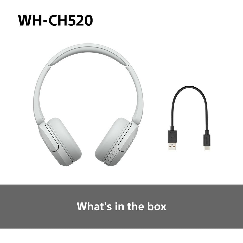 Sony WH-CH520 Wireless Bluetooth On-Ear Headphones, Lightweight Design, Up to 50 Hr Battery Life, Quick Charge, EQ, Clear Call Quality, iOS & Android, Black