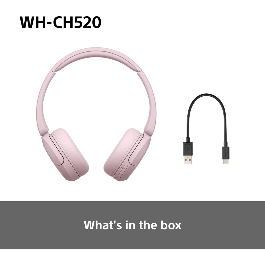 Sony WH-CH520 Wireless Bluetooth On-Ear Headphones, Lightweight Design, Up to 50 Hr Battery Life, Quick Charge, EQ, Clear Call Quality, iOS & Android, Black