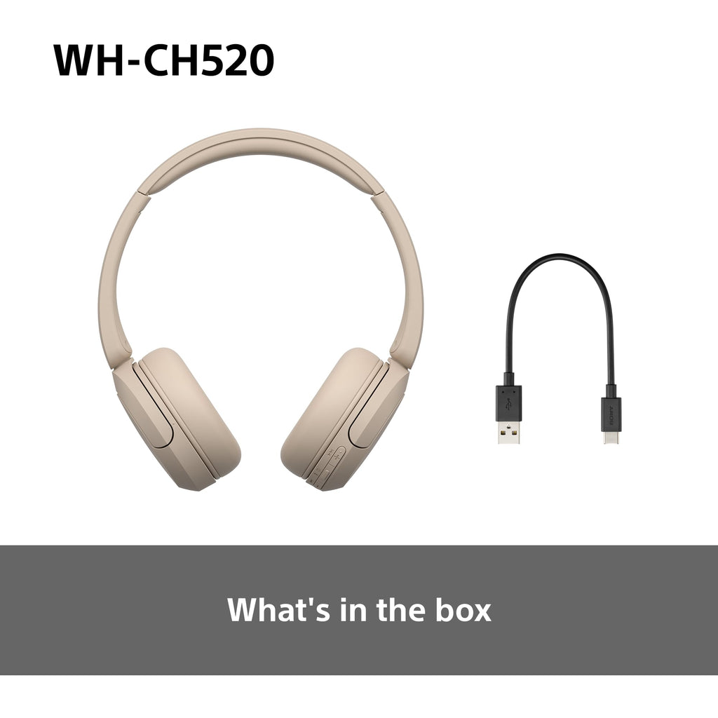 Sony WH-CH520 Wireless Bluetooth On-Ear Headphones, Lightweight Design, Up to 50 Hr Battery Life, Quick Charge, EQ, Clear Call Quality, iOS & Android, Black