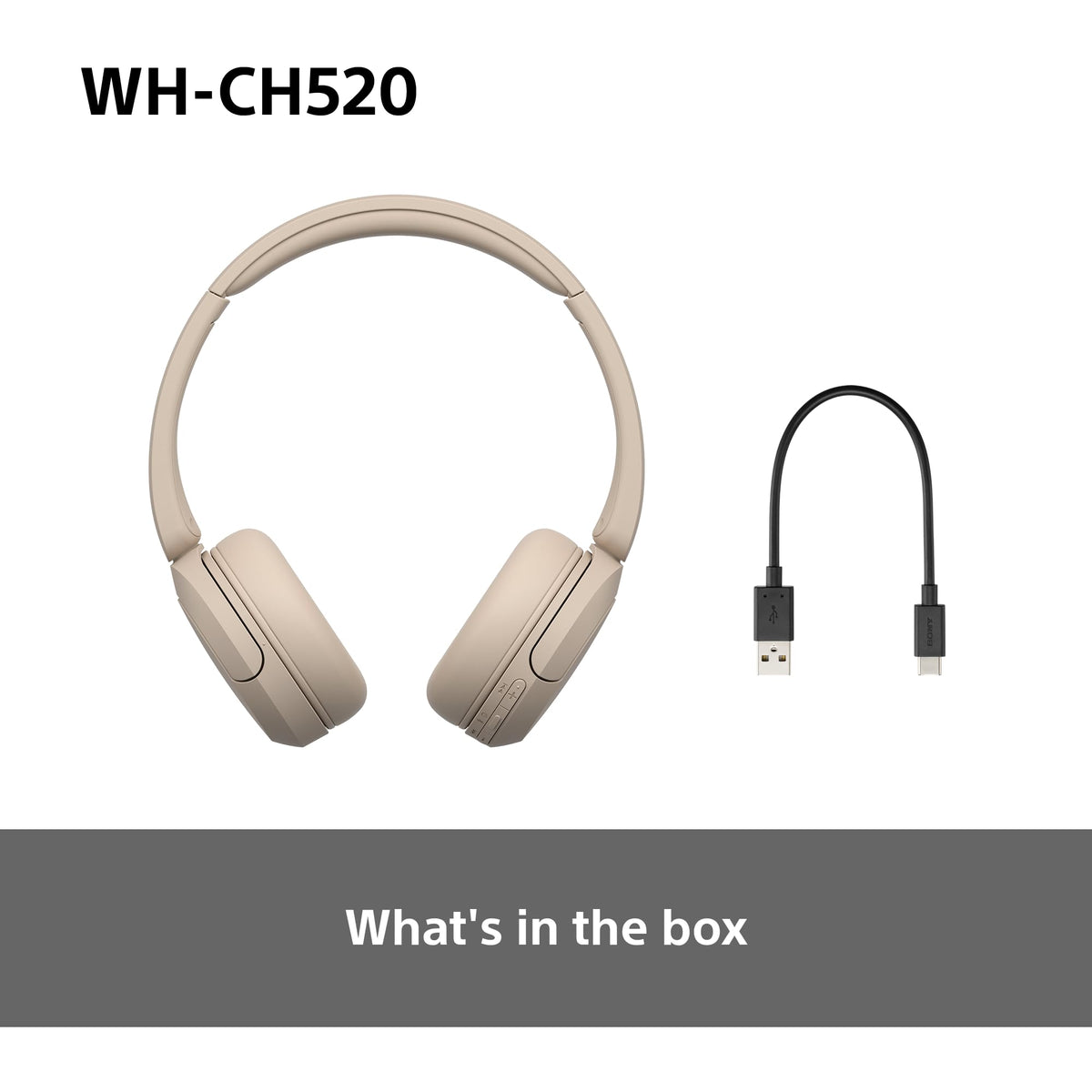 Sony WH-CH520 Wireless Bluetooth On-Ear Headphones, Lightweight Design, Up to 50 Hr Battery Life, Quick Charge, EQ, Clear Call Quality, iOS & Android, Black