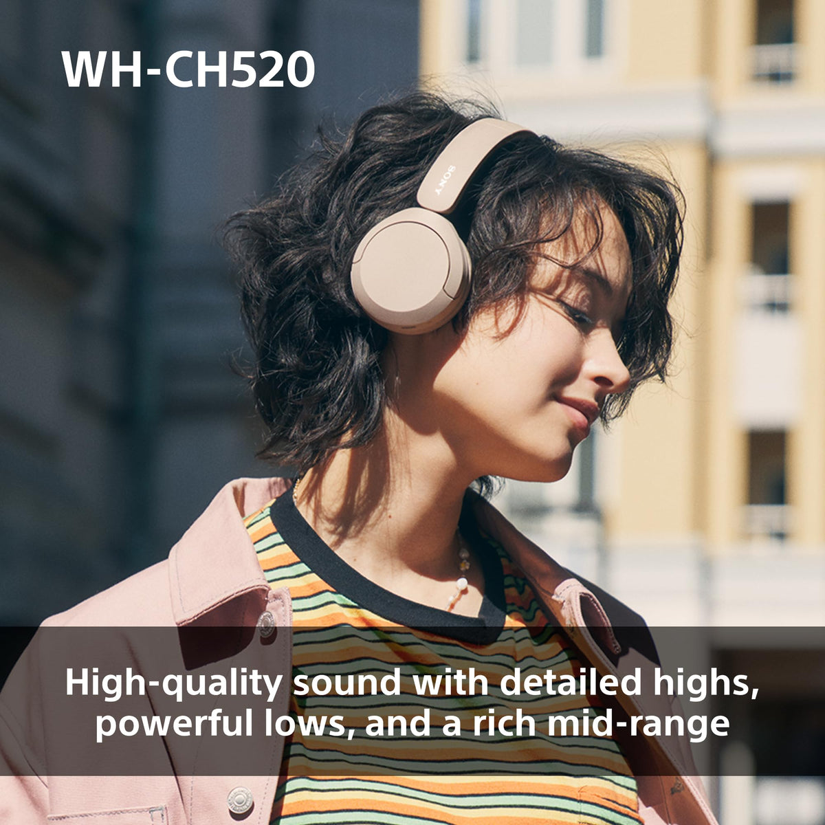Sony WH-CH520 Wireless Bluetooth On-Ear Headphones, Lightweight Design, Up to 50 Hr Battery Life, Quick Charge, EQ, Clear Call Quality, iOS & Android, Black